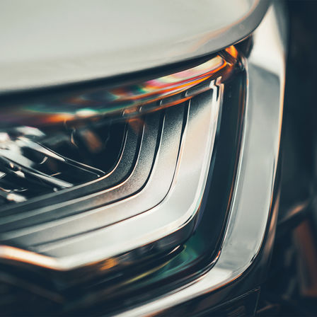 Pohľad spredu na svetlomet modelu Honda CR-V Hybrid.