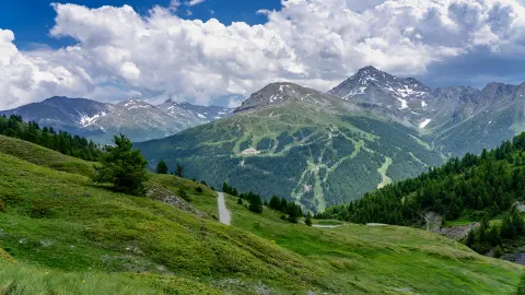 Malebná cesta pod modrou oblohou pozdĺž pobrežia Stredozemného mora na francúzsko-talianske hranice.